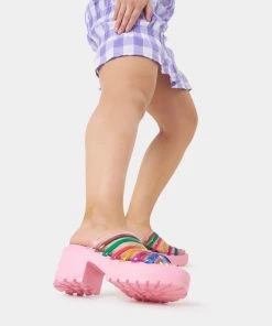 KOI Footwear Lollipops Pink Strappy Sliders NEW IN