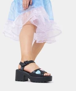 KOI Footwear Romance Rebel Black Heart Sandals