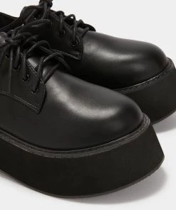 KOI Footwear NEW IN Dojin Black Flatform Lace Up Shoes