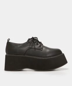 KOI Footwear NEW IN Dojin Black Flatform Lace Up Shoes