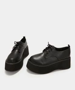 KOI Footwear NEW IN Dojin Black Flatform Lace Up Shoes