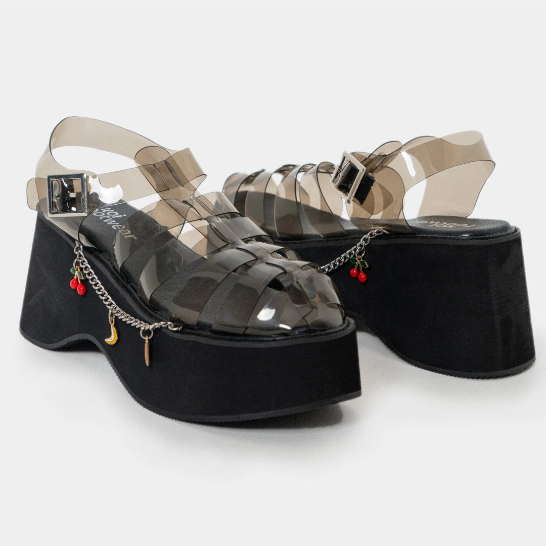 KOI Footwear NEW IN Tutti Frutti Black Jelly Flatform Sandals 5 KOI Footwear NEW IN Tutti Frutti Black Jelly Flatform Sandals
