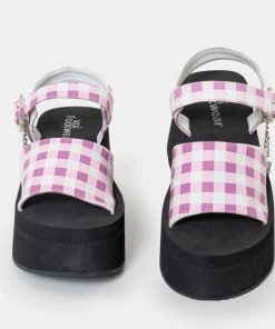 KOI Footwear Flying Whispers Purple Plaid Butterfly Sandals NEW IN