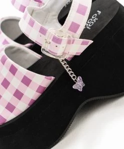 KOI Footwear Flying Whispers Purple Plaid Butterfly Sandals NEW IN