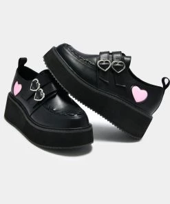 Elegant Shoes Ltd NEW IN Pothos Pink Heart Wave Platform Shoes