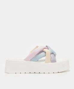 KOI Footwear White Marshmallow Fluff Sliders