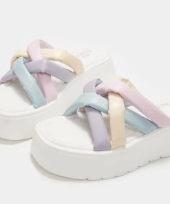 KOI Footwear White Marshmallow Fluff Sliders