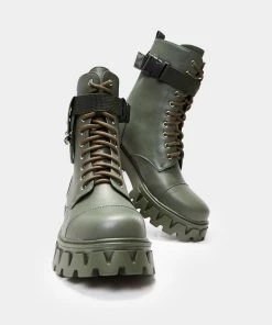 KOI Footwear Banshee Khaki Boots Goth 10 KOI Footwear Banshee Khaki Boots Goth