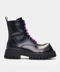 KOI Footwear Bozo Purple Fork Toe Boots Goth