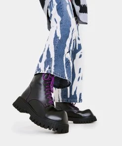 KOI Footwear Bozo Purple Fork Toe Boots Goth