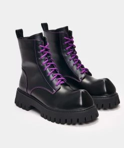 KOI Footwear Bozo Purple Fork Toe Boots Goth