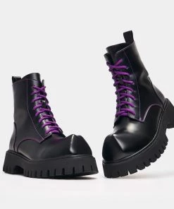 KOI Footwear Bozo Purple Fork Toe Boots Goth