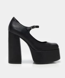 KOI Footwear Darkbloom Black Platform Heels NEW IN