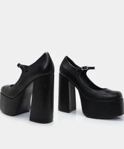 KOI Footwear Darkbloom Black Platform Heels NEW IN