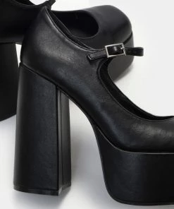 KOI Footwear Darkbloom Black Platform Heels NEW IN