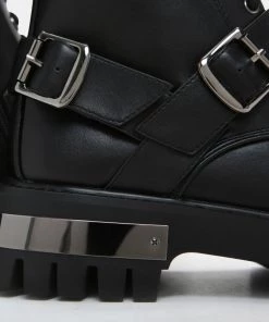 Meijiali Shoes Desolation Gunmetal Combat Boots Goth