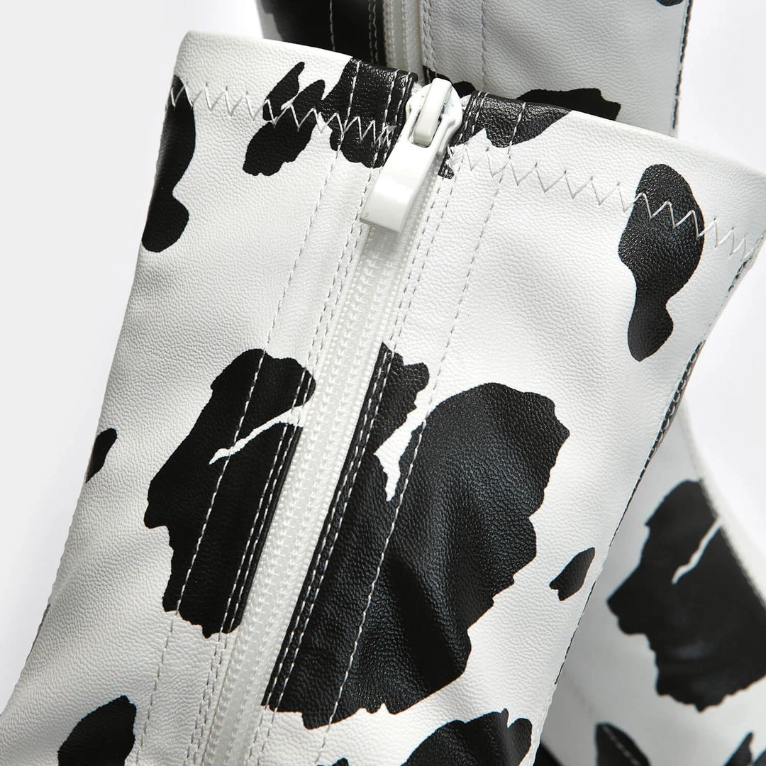 Elegant Shoes Ltd WOMEN'S Holy Cow Print Heeled Boots 8 Elegant Shoes Ltd WOMEN'S Holy Cow Print Heeled Boots