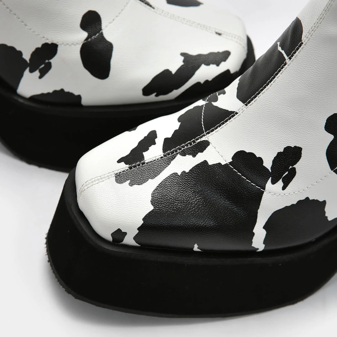 Elegant Shoes Ltd WOMEN'S Holy Cow Print Heeled Boots 5 Elegant Shoes Ltd WOMEN'S Holy Cow Print Heeled Boots