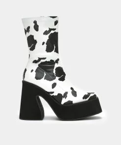 Elegant Shoes Ltd WOMEN'S Holy Cow Print Heeled Boots