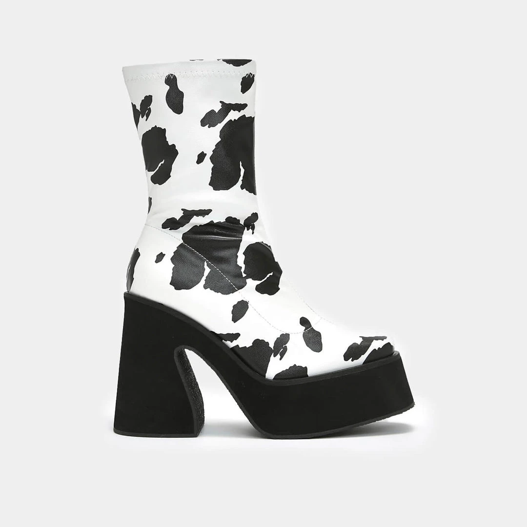 Elegant Shoes Ltd WOMEN'S Holy Cow Print Heeled Boots 3 Elegant Shoes Ltd WOMEN'S Holy Cow Print Heeled Boots