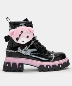 KOI Footwear Hallucination Scares Pink Teddy Bear Boots Kawaii