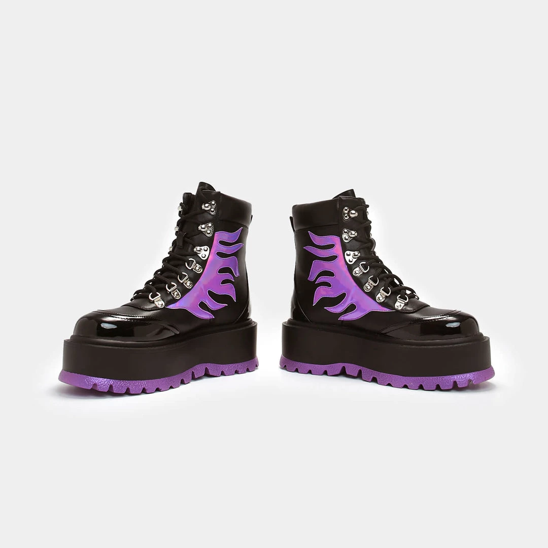 Meijiali Shoes Helios Purple Hologram Flame Boots 7 Meijiali Shoes Helios Purple Hologram Flame Boots