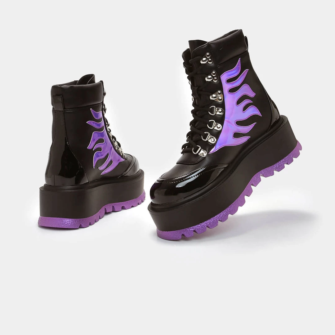 Meijiali Shoes Helios Purple Hologram Flame Boots 5 Meijiali Shoes Helios Purple Hologram Flame Boots