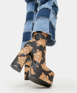 KOI Footwear Kawaii Bungle Burden Teddy Platform Heeled Boots
