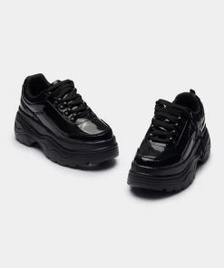 Elegant Shoes Ltd WOMEN'S Striker Black Hologram Bubble Trainer