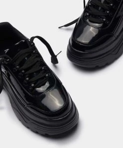 Elegant Shoes Ltd WOMEN'S Striker Black Hologram Bubble Trainer