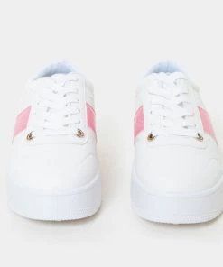 KOI Footwear Eternia Pink Stripe Platform Trainers SS22