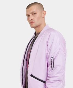 KOI Footwear Lilac Messages Men's Bomber Jacket CLOTHING