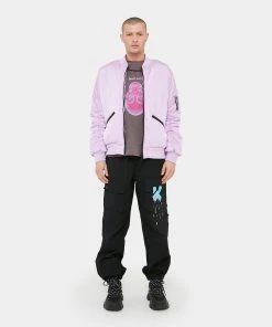 KOI Footwear Lilac Messages Men's Bomber Jacket CLOTHING