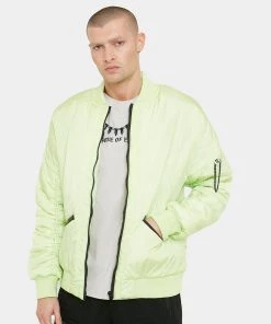 KOI Footwear CLOTHING Lime Green Messages Men's Bomber Jacket