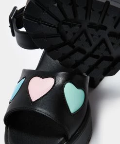 KOI Footwear Romance Rebel Black Heart Sandals