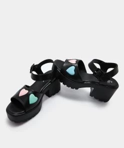 KOI Footwear Romance Rebel Black Heart Sandals