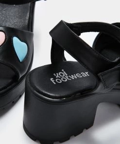 KOI Footwear Romance Rebel Black Heart Sandals