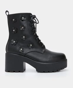 KOI Footwear Amabalis Black Flower Platform Boots