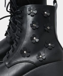 KOI Footwear Amabalis Black Flower Platform Boots