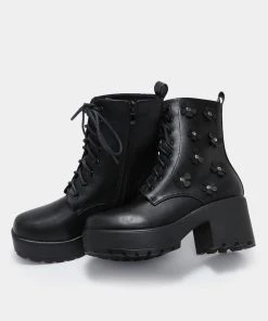 KOI Footwear Amabalis Black Flower Platform Boots