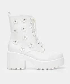 KOI Footwear Amabalis White Flower Platform Boots