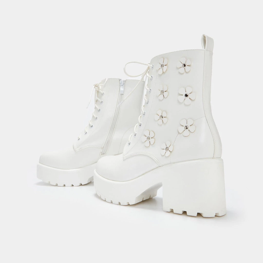 KOI Footwear Amabalis White Flower Platform Boots 5 KOI Footwear Amabalis White Flower Platform Boots