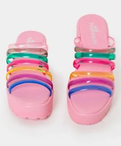 KOI Footwear Lollipops Pink Strappy Sliders NEW IN