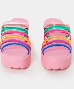 KOI Footwear Lollipops Pink Strappy Sliders NEW IN
