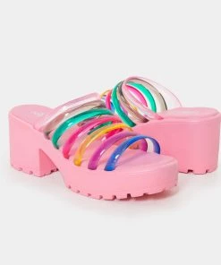 KOI Footwear Lollipops Pink Strappy Sliders NEW IN