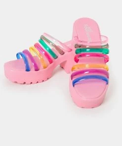 KOI Footwear Lollipops Pink Strappy Sliders NEW IN
