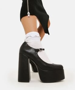 KOI Footwear Darkbloom Black Platform Heels NEW IN