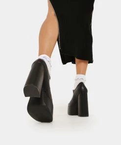 KOI Footwear Darkbloom Black Platform Heels NEW IN