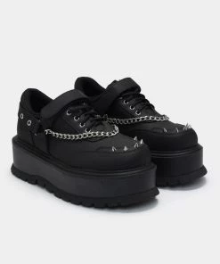 KOI Footwear Retrograde Rebel Black Platform Shoes NEW IN