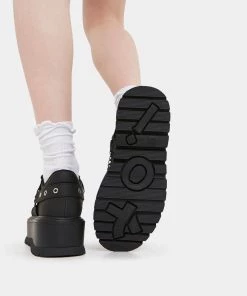 KOI Footwear Retrograde Rebel Black Platform Shoes NEW IN